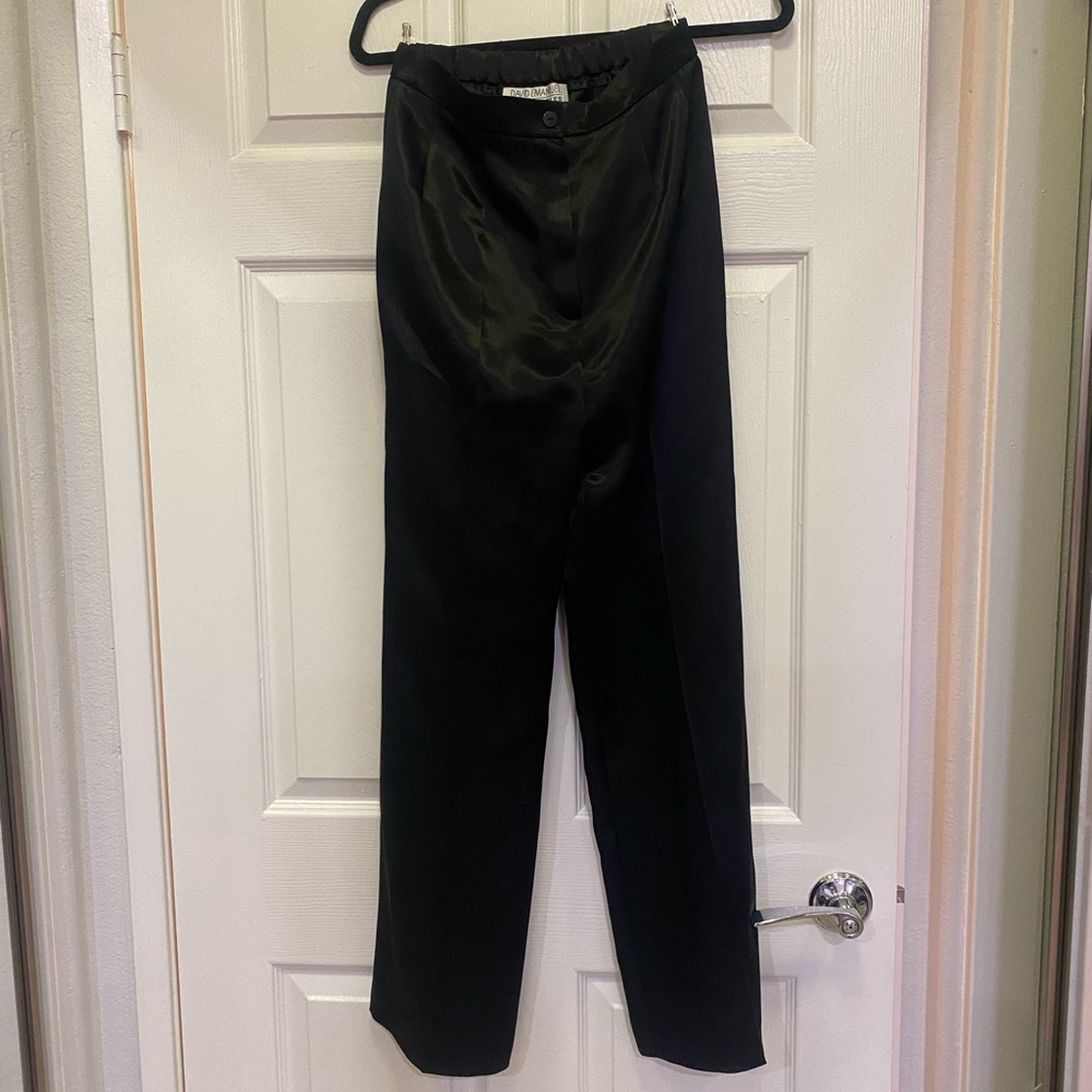 VINTAGE David Emanuel Collectables satin black trousers